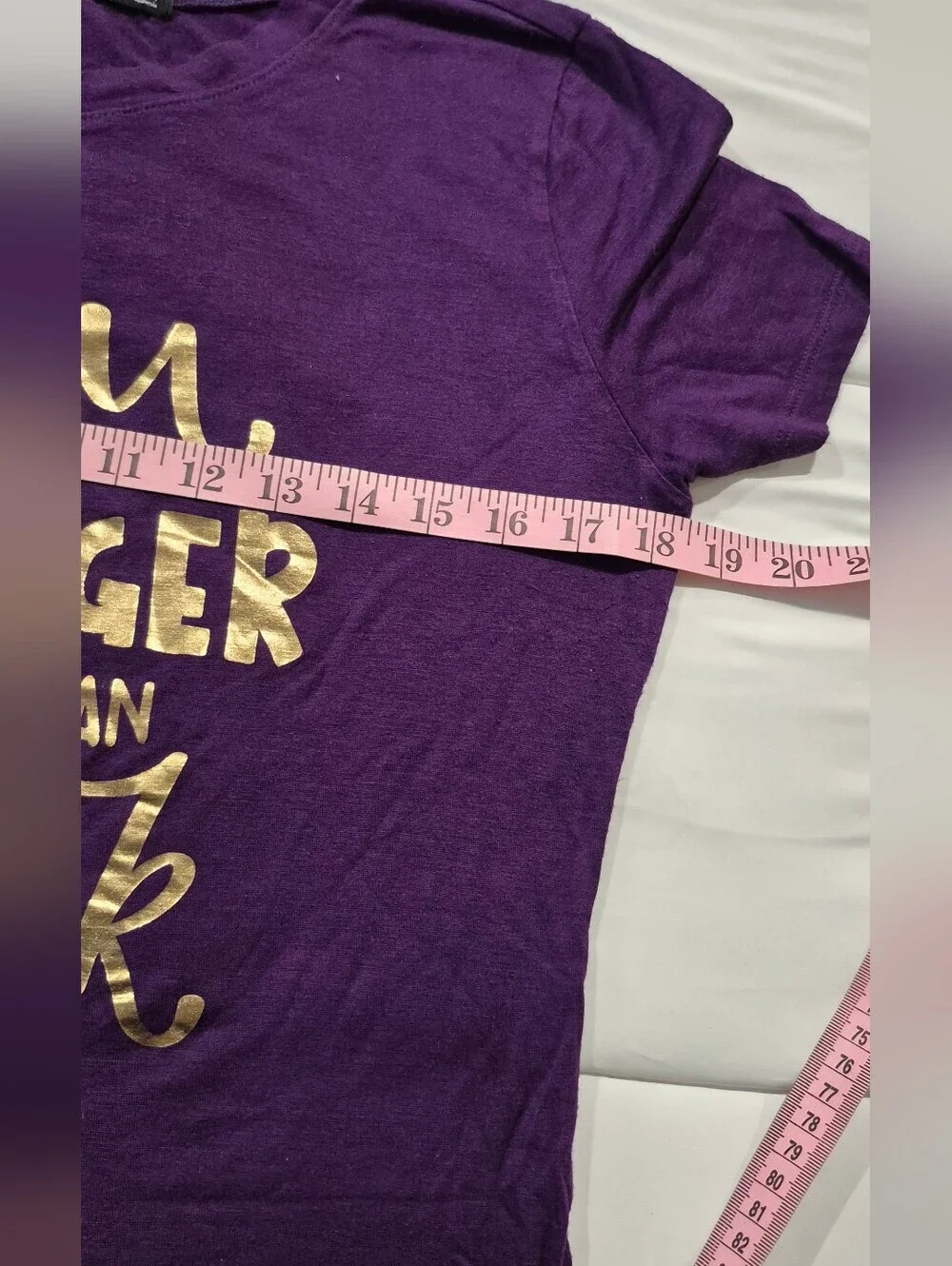 Popular Basics Violet Tee with Metallic Text